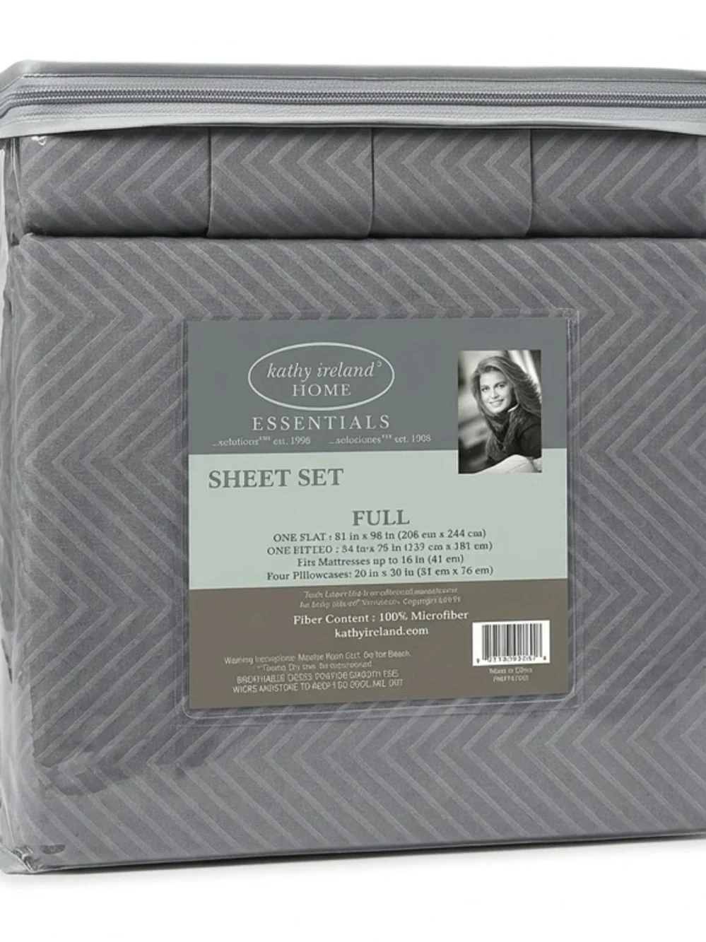 kathy ireland Home Essentials Full Sheet Set - Gray Chevron